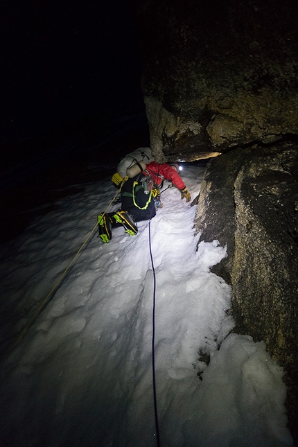 Stairway to Heaven, Mount Johnson, Alaska - Ryan Jennings and Kevin Cooper making the first ascent of Stairway to Heaven (A1, M6, WI4, AI5+, X, 1200m, 01-04/05/2014) Mt. Johnson, Ruth Gorge, Alaska
