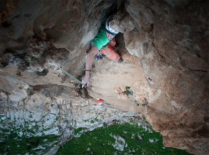 Monte Gallo, Sicily - Lukas Binder and Florian Hagspiel during the first ascent of  Freedom of Movement (7c, 200m) Monte Gallo, Sicily