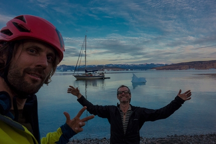 Greenland, Baffin Island - Nicolas Favresse and Ben Ditto happy to be back at home sweet Dodo's delight after a nice vertical adventure.