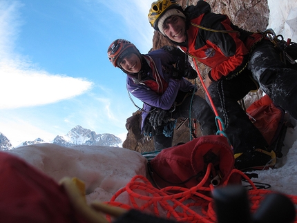 Anna Torretta and Cecilia Buil: ice climbing on Marmolejo in Chile