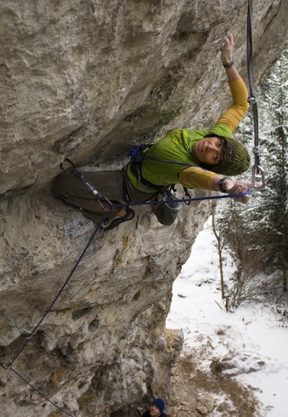 Barbara Raudner - Barbara Raudner climbing her third 8c, Doubleoverhead at the Adlitzgräben in Austria.