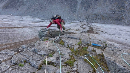Bilibino, Russia, Chris Warner, Chris Fitzgerald - Bilibino big walls: The 3rd pitch of Basil Brush on The General. We found that the rock dried pretty quick after rain and even the wet crack sections were fine to climb as the rock was so featured with good foot holds.