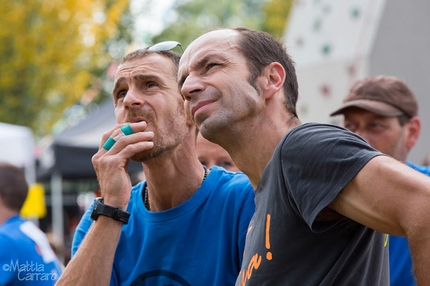 Padova, Coppa Italia Lead 2014 - I tracciatori Luigi Billoro e Leonardo di Marino durante la quarta tappa della Coppa Italia Lead 2014 a Padova