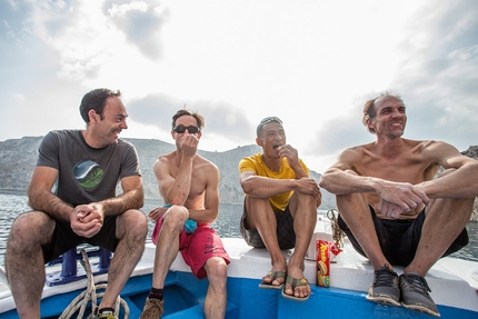The North Face Kalymnos Climbing Festival 2014 - Deep Water Solo: Jean-Baptiste Tribout, Ben Moon, Yuji Hirayama, Boone Speed