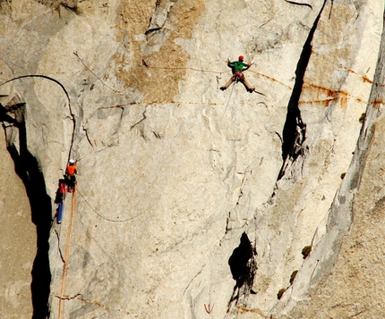 Yosemite, El Capitan - Jorg Verhoeven durante i suoi tentativi di salire in libera The Nose, El Capitan, Yosemite