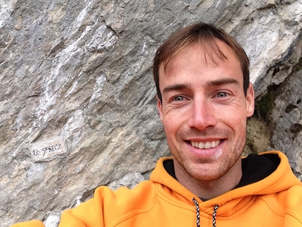 Günther Karbon climbs 8c+ at Pian Schiavaneis, Dolomites