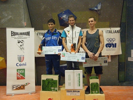 Campionato Italiano Boulder 2014 - Il podio maschile del Campionato Italiano Boulder 2014: Marcello Bombardi, Stefan Scarperi e Riccardo Piazza