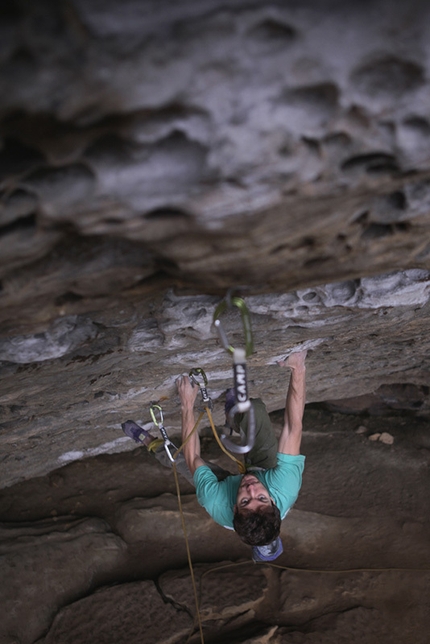 Red River Gorge, Kentucky, USA - Stefano Ghisolfi at the Bob Marley crag, Red River Gorge