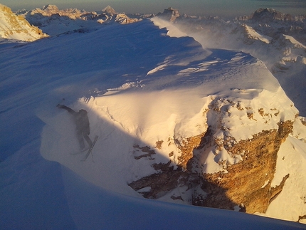 Dolomiti skiing, Francesco Vascellari, Davide D'Alpaos, Loris De Barba - Canale della Cornice, Sella group, Dolomites