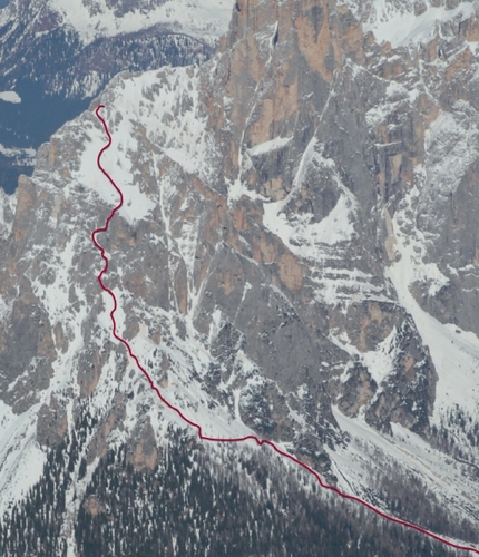 Dolomiti skiing, Francesco Vascellari, Davide D'Alpaos, Loris De Barba - Cimerlo South Face