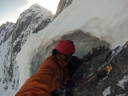 Tom Ballard, Pizzo Badile Via Cassin, Starlight and Storm - Tom Ballard during his winter ascent of the Cassin route on Pizzo Badile on 6 -7 January 2015.
