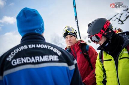 Swatch Freeride World Tour 2015 by The North Face - Safety first! Riders taking part in the mandatory Safety workshop at Chamonix during the Swatch Freeride World Tour 2015 by The North Face