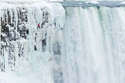 Will Gadd and Sarah Hueniken climb the Niagara Falls