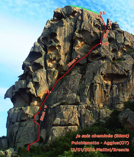 Arrampicata in Sardegna - Je suis cheminée (95m, VI+) a Monte Pulchiana di Andrea Piallini e Raffaele Brescia