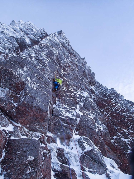 Greg Boswell climbs Banana Wall in Scotland