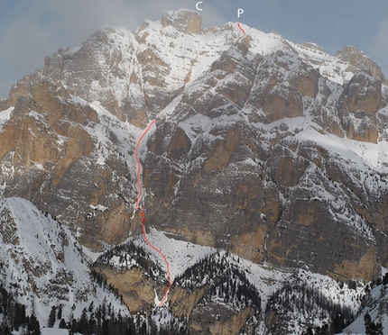 Conturines south gully: first ski descent of Tremolada and Oberbacher