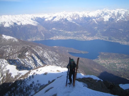 Monte Legnone - Cittadini della Galassia 1st ski descent by Lafranconi, Pina and Marazzi