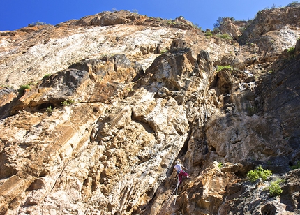 Via Spéléologie, Rif, Caiat massif , Morocco, Jasmin Biller, Armando Bodeo - Jasmin Biller and Armando Bodeo making the first ascent of Spéléologie (7a, 150m), Caiat massif, Morocco