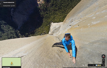 The Nose, El Capitan, Yosemite - Alex Honnold scala The Nose su El Capitan in Yosemite per Google Street View