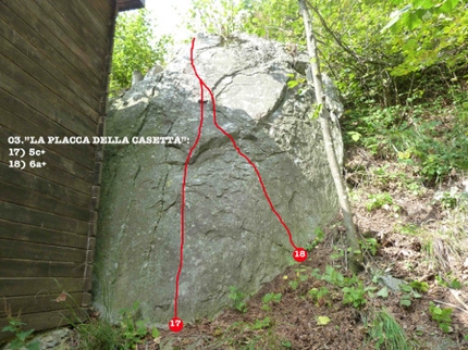 Miroglio boulder, palestra dei Distretti, Beppino Avagnina - I boulder del circuito boulder a Miroglio (CN): La placca della casetta