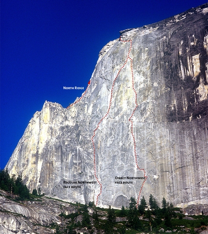 Rockfall on Half Dome Regular Northwest Face route in Yosemite