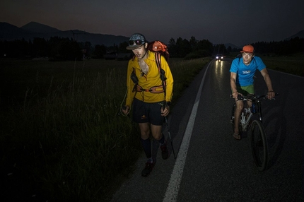Red Bull X-Alps 2015 - Red Bull X-Alps 2015: Aaron Durogati (ITA) hikes into the night during the Red Bull X-Alps near Garmisch, Germany on July 7th 2015