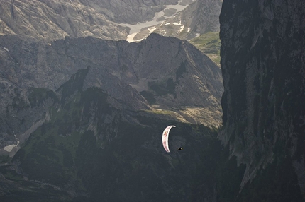 Red Bull X-Alps 2015 - Red Bull X-Alps 2015: Erik Rehnfeldt of Sweden performs at the Red Bull X-Alps, Zugspitze, Germany on July 7 2015.
