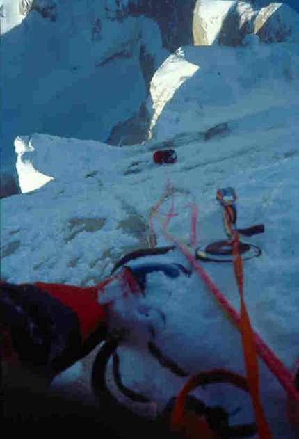 Cerro Torre, Patagonia - During the first winter ascent of Cerro Torre, Patagonia, carried out from 3 - 8 July 1985 by Paolo Caruso, Maurizio Giarolli, Andrea Sarchi and Ermanno Salvaterra.