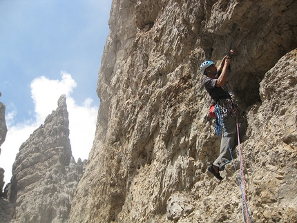 La Guerriera, Cima Bassa d'Ambiez, Brenta Dolomites - Making the first ascent of La Guerriera (7b, 290m, Luca Cornella, Michel Ghezzi summer 2015) Cima Bassa d'Ambiez, Brenta Dolomites