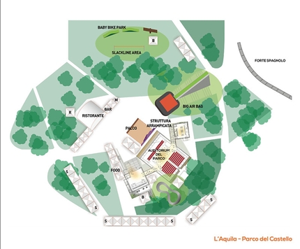 Festival della Montagna l'Aquila 2015 - Il rendering del Parco del Castello che ospiterà il Festival della Montagna l'Aquila 2015