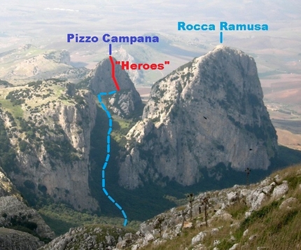 Heroes, Pizzo Campana, Sicily, Massimo Flaccavento, Giorgio Iurato - Heroes, Pizzo Campana (Rocca Busambra) - the approach