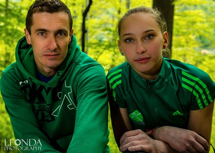 Janja Garnbret - Slovenian team coach Gorazd Hren and Janja Garnbret
