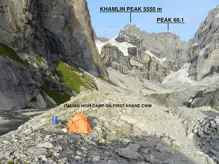 Khane Valley 2015 Italian Karakorum Expedition - Khane Valley 2015 Italian Karakorum Expedition: Italian High Camp on Second Terrace, Khamlin Peak, Peak 60.1