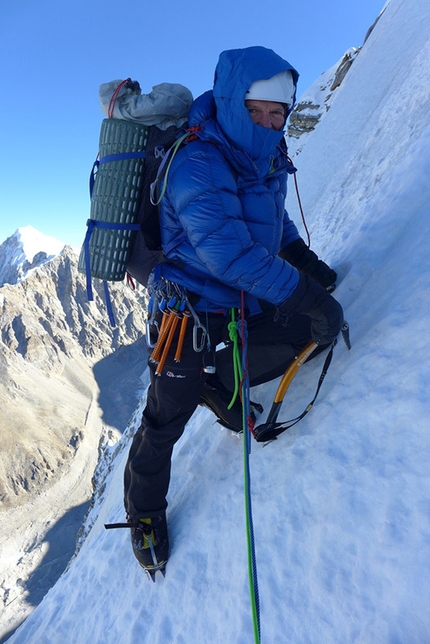 Gave Ding, Nepal, Mick Fowler, Paul Ramsden - Mick Fowler and Paul Ramsden during the first ascent of Gave Ding 6571m in Nepal (ED+ 1600m, 7 days)