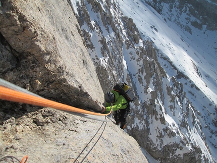 Gran Sasso: Tre Spalle Corno Piccolo enchainment - Rock climbing up the first shoulder