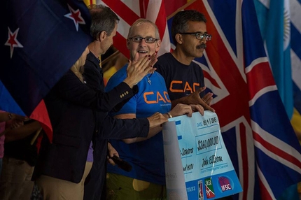 John Ellison Climbers against Cancer - John Ellison, with Debbie Gawrych, Marco Scolaris and Alfredo Velazquez Iñiguez during the World Youth Climbing Championships 2015 at Arco