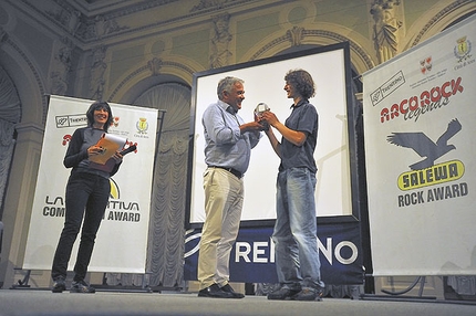 Adam Ondra, Arco Rock Legends 2008 - Salewa President Heiner Oberrauch gives Adam Ondra the 2008 Salewa Rock Award