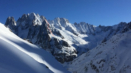 Aiguille du Moine SE Face, new direct variation skied by Boissenot, Roguet, Gentet and Brunel