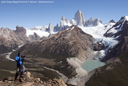 On The Trail of the Glaciers - Andes 2016, Patagonia - Fabiano Ventura in front of the Fitz Roy massif in Patagonia