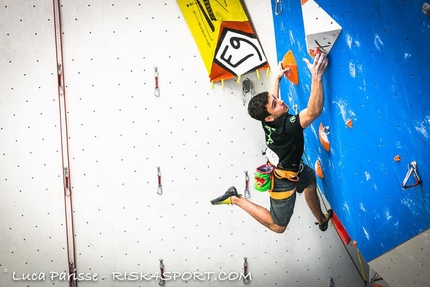 Italian Lead Cup 2016, L'Aquila, climbing - Bryan Vantini competing in the third stage of the Italian Lead Cup 2016 at Villa San Angelo (Aq).