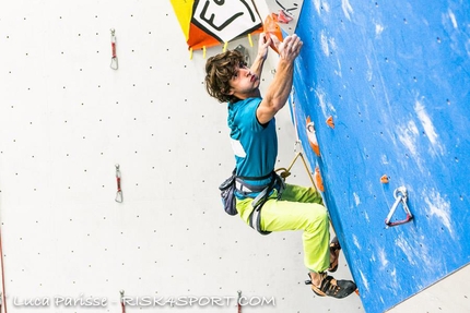 Italian Lead Cup 2016, L'Aquila, climbing - Francesco Vettorata competing in the third stage of the Italian Lead Cup 2016 at Villa San Angelo (Aq).