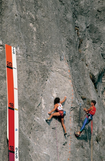 Rock Master, Arco - Stefan Glowacz on his way to winning the Arco Rock Master in 1987