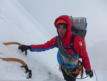 Siula Grande, Peru, Max Bonniot, Didier Jourdain - Max Bonniot during the first ascent of the East Pillar and SE Ridge of Siula Grande, Peru (Max Bonniot, Didier Jourdain 08/2016)