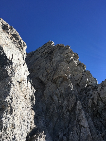 Denis Trento, Cresta di Rochefort, Grandes Jorasses, Monte Bianco - Denis Trento e la Cresta di Rochefort e la traversata delle Grandes Jorasses durante il primo tentativo del 24/08/2016