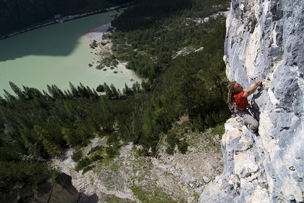 Lago di Landro, sport climbing in the Dolomites