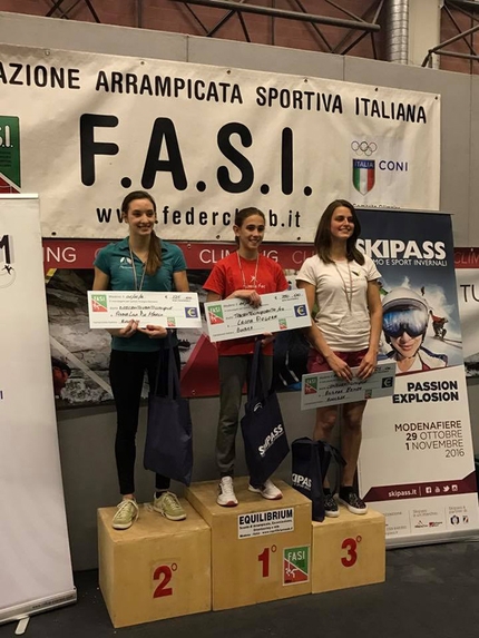 Italian Bouldering Championship 2016, Modena - Italian Bouldering Championship 2016: 2. Annalisa De Marco 1. Laura Rogora 3. Andrea Ebner