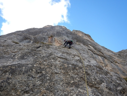 Via dei Balotini, new rock climb on Torre Argentina in Vallaccia, Dolomites
