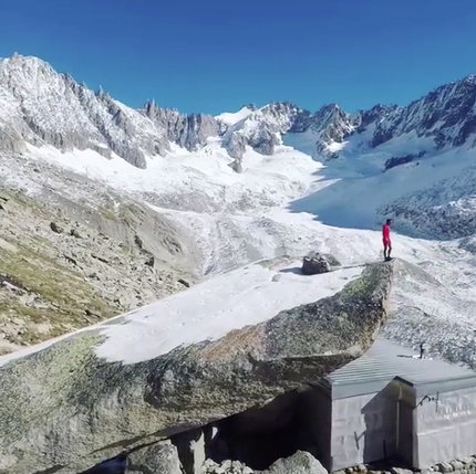 Kilian Jornet Burgada al Refuge du Couvercle, massiccio del Monte Bianco