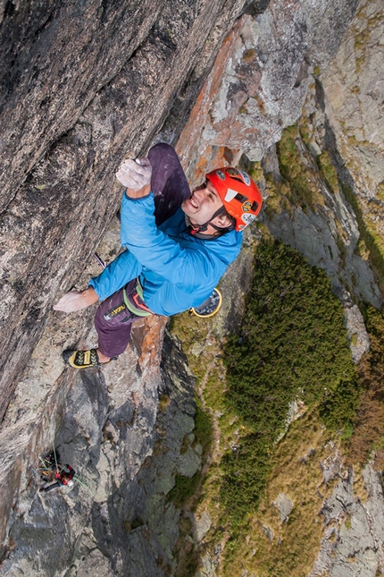 Jozef Kristoffy climbs Corona at Jastrabia veza, the hardest multi-pitch in Slovakia's Tatras
