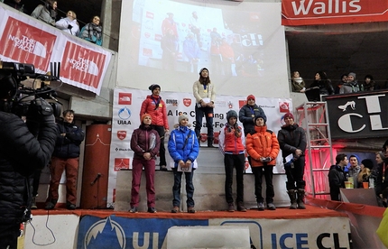 Ice Climbing World Cup 2017 - Podio femminile della Coppa del Mondo di arrampicata su ghiaccio 2017 a Saas Fee, Svizzera